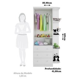Guarda Roupa Infantil 2 Portas 3 Gavetas e Prateleira Externa 100% Mdf Smim - 4