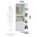 Ver imagem 4 de Guarda Roupa Infantil 2 Portas 3 Gavetas e Prateleira Externa 100% MDF Smim Branco/Brilho