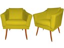 Ver imagem 1 de Kit 2 Poltronas Decorativa Agatha Couro Amarelo Pés Madeira Ms Decor
