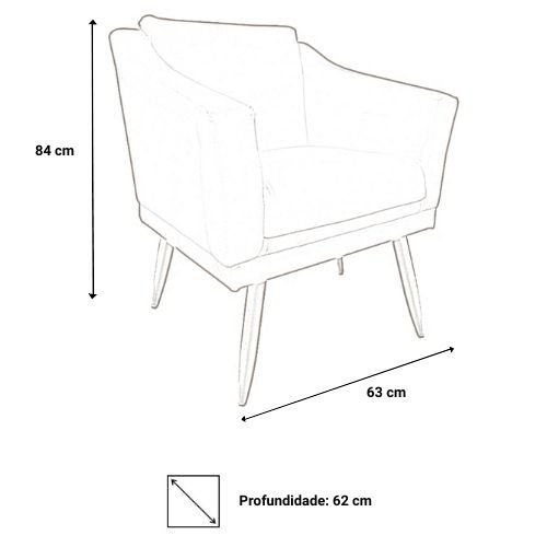 Kit 2 Poltronas Decorativa Agatha Couro Amarelo Pés Madeira Ms Decor - 4