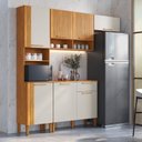 Ver imagem 1 de Cozinha Modulada Compacta 4 Peças 7 Portas e 1 Gaveta 221cm 100% MDF Viena Espresso Móveis