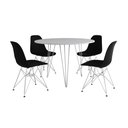 Ver imagem 2 de Mesa Jantar Redonda 110cm Branca Clips 3 Pés com 4 Cadeiras Eames Eiffel Pretas Ferro Branco
