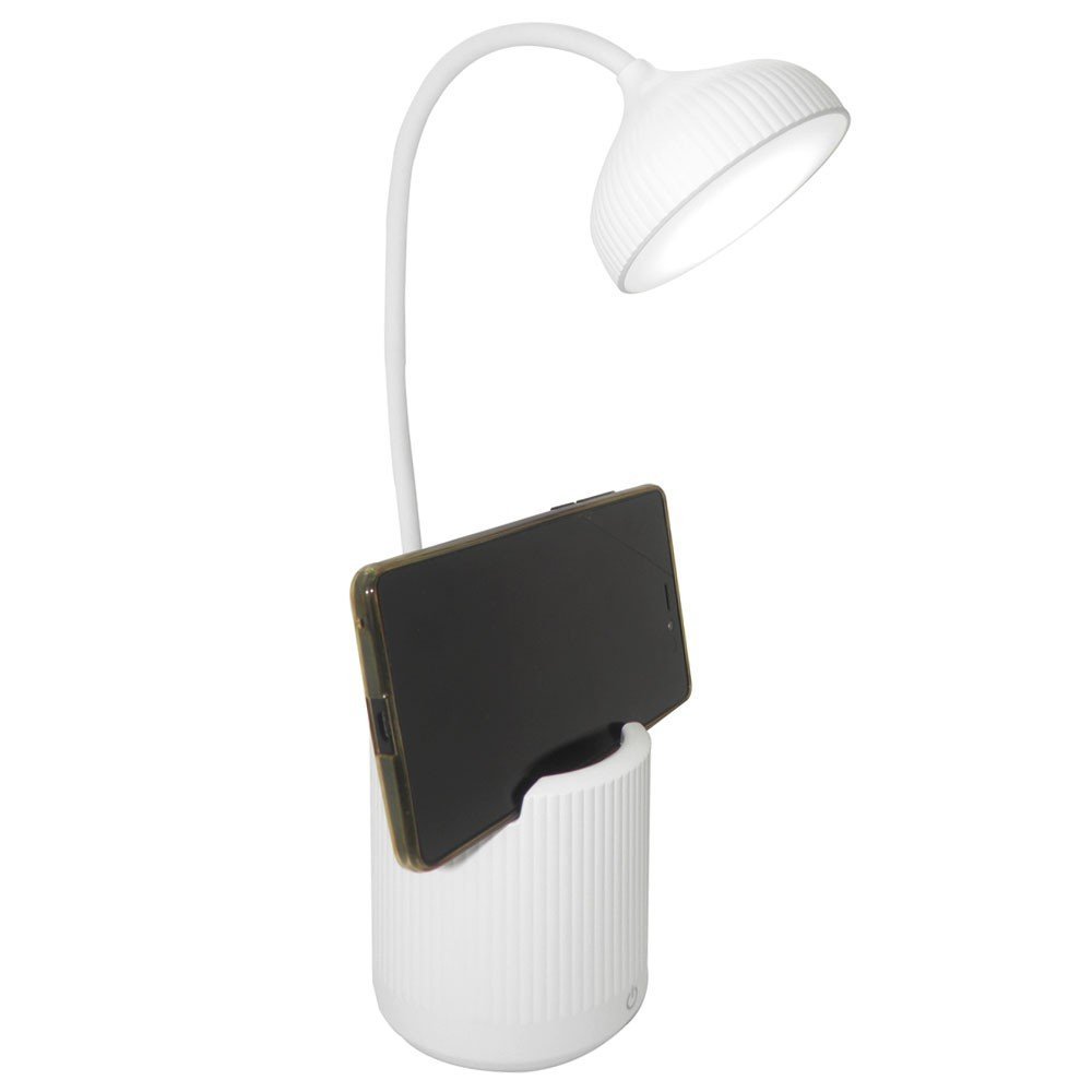 Luminaria de Mesa Abajur Touch Screen LED Flexivel Recarregavel Suporte Celular Articulada Lampada
