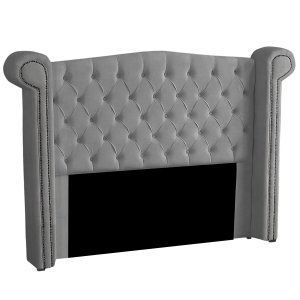 Cabeceira Casal Queen Size Estofada para Cama Box Ayla Veludo Cinza