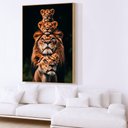 Ver imagem 1 de Quadro Decorativo Familia de Leão Leoa com Dois Filhotes Vertical Sala Quarto Casa Escritório