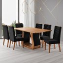 Ver imagem 1 de Conjunto Sala de Jantar Serenata Mesa 160x80cm e 6 Cadeiras Iza Mel/preto- Casa Giulia