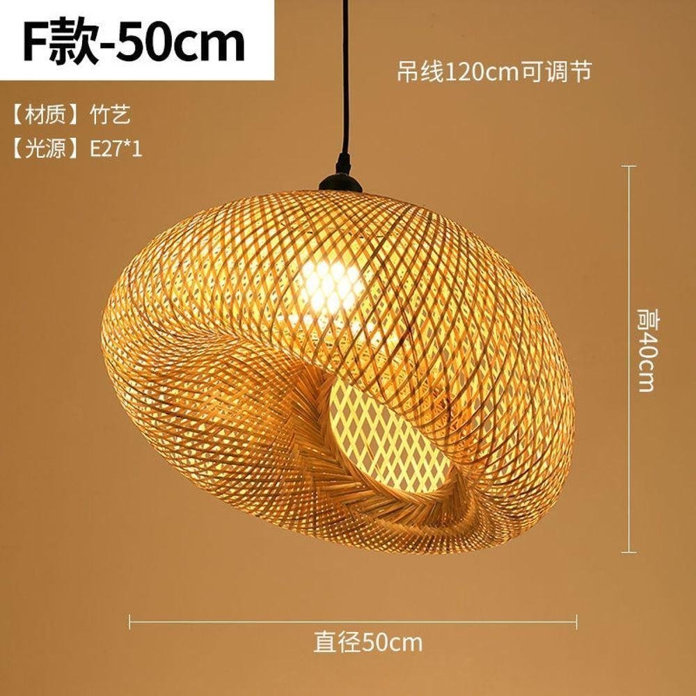 Pendente Luminária Bambu Rattan Pingente De Luz Cor F-50cm - 1