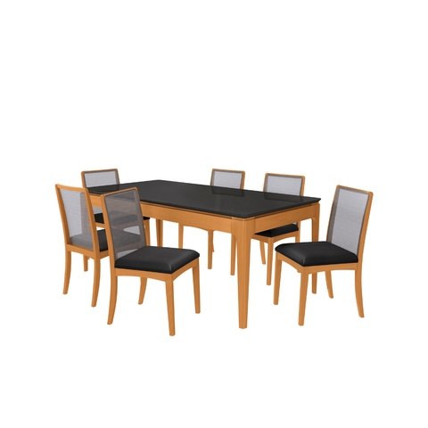 Conjunto Sala de Jantar Madeira Maciça 6 Cadeiras Chumbo