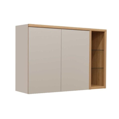 Armário Aéreo Duplo 2 Portas 120cm Allure com Nicho Decorativo
