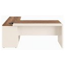 Ver imagem 5 de Mesa Escritório Presidente c/ Armário Pedestal - 1,82x1,80m - Nogal Sevilha/Branco - 34602