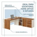 Ver imagem 6 de Mesa Escritório Presidente c/ Armário Pedestal - 1,82x1,80m - Nogal Sevilha/Branco - 34602