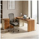 Ver mais imagens de Mesa Escritório Presidente c/ Armário Pedestal - 1,82x1,80m - Nogal Sevilha/Branco - 34602