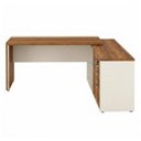 Ver imagem 3 de Mesa Escritório Presidente c/ Armário Pedestal - 1,82x1,80m - Nogal Sevilha/Branco - 34602