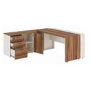 Ver imagem 4 de Mesa Escritório Presidente c/ Armário Pedestal - 1,82x1,80m - Nogal Sevilha/Branco - 34602