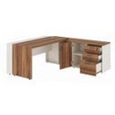 Ver imagem 2 de Mesa Escritório Presidente c/ Armário Pedestal - 1,82x1,80m - Nogal Sevilha/Branco - 34602