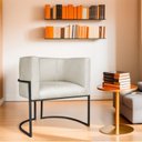 Ver imagem 2 de Kit 2 Poltrona Decorativa Base de Ferro Linho Munique 