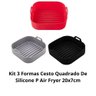 Kit 3 Formas Cesto Quadrado de Silicone P/ Air Fryer 20x7cm - 2