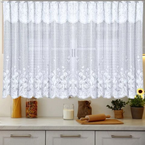 Cortina Vitro de Cozinha Rendada - 105cm Largura X 115cm Altura - Panami