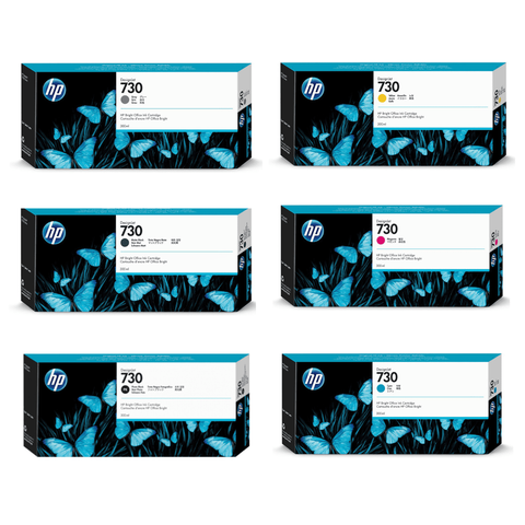 Cartucho de Tinta Hp 730 Kit 6 Cores Plotter Hp T1600 T1700 | Original 300ml