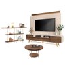 Estante Home Theater Nobre Off White Castanho e Aparador Infinity e Mesa de Centro Sky Castanho - Hb - 1