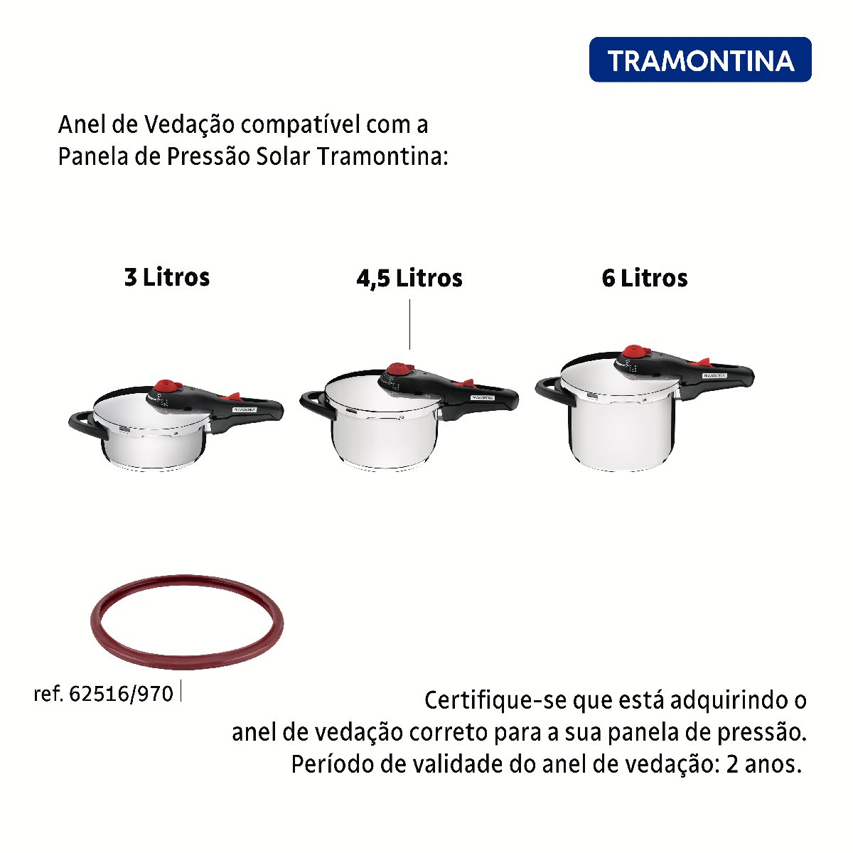 Borracha Anel Silicone 22cm Panela Pressão Solar Tramontina - 3