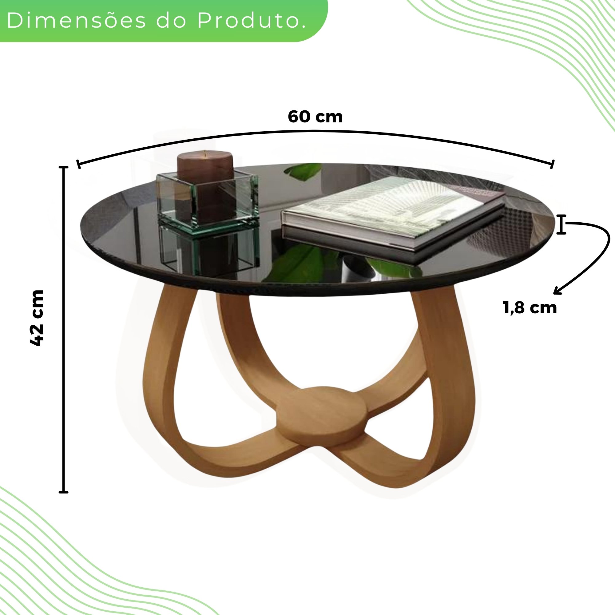 Mesa de Centro Redonda 60cm Rubi Laca - 6