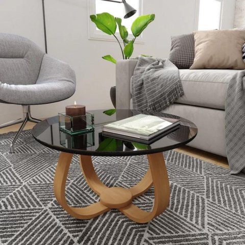 Mesa de Centro Redonda 60cm Rubi Preto