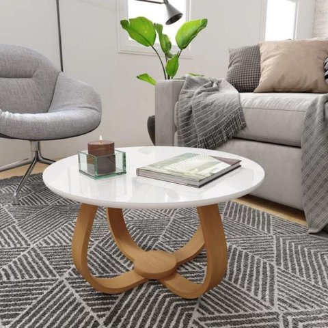 Mesa de Centro Redonda 60cm Rubi Branco