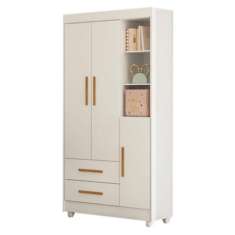 Guarda Roupa Infantil Flocos 3 Portas Branco Flex - Tigus Baby