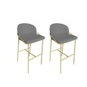 Ver imagem 1 de Kit 2 Banquetas Alta Bancada Base Ferro Dourada Jbv Móveis: Cinza