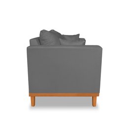Sofá Namoradeira Viena 02 Lugares Com Almofadas Decorativa Suede Grafite - Madeira Prima Deccor - 4