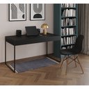 Ver imagem 1 de Mesa de Escritório Industrial Malta Preta 137x53cm Base Ferro Preto com 1 Cadeira Preta Eames Eiffel