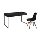 Ver imagem 2 de Mesa de Escritório Industrial Malta Preta 137x53cm Base Ferro Preto com 1 Cadeira Preta Eames Eiffel