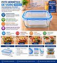 Ver imagem 2 de Pote Hermético Retangular de Vidro 1040ml