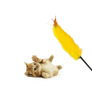 Brinquedo Varinha com Penas para Gato: Amarelo