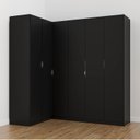 Ver imagem 1 de Guarda Roupa Planejado de Canto 6 Portas 3 Peças Hera CabeCasa MadeiraOriginals Preto/Cromado