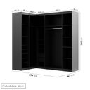 Ver imagem 3 de Guarda Roupa Planejado de Canto 6 Portas 3 Peças Hera CabeCasa MadeiraOriginals Preto/Cromado