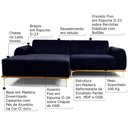 Ver imagem 3 de Sofá 4 Lugares com Chaise Base de Madeira 265 Cm Veludo Azul