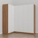 Ver imagem 1 de Guarda Roupa Modulado de Canto 6 Portas 3 Peças Hera CabeCasa MadeiraOriginals Marrom/Louro/Algodão/Cromado