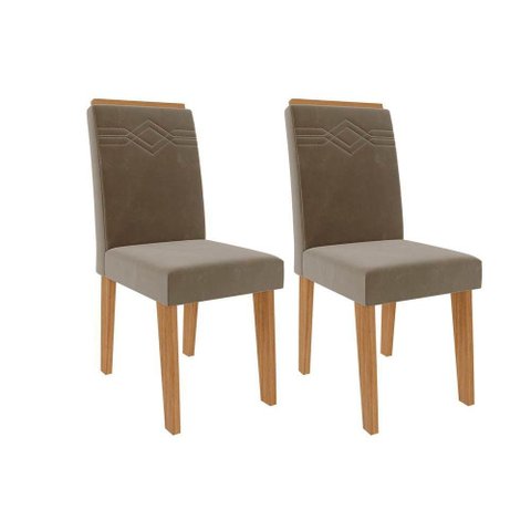 Kit 2 Cadeiras Sala Jantar Taís 2 Un Nature/Suede Joli - Cimol