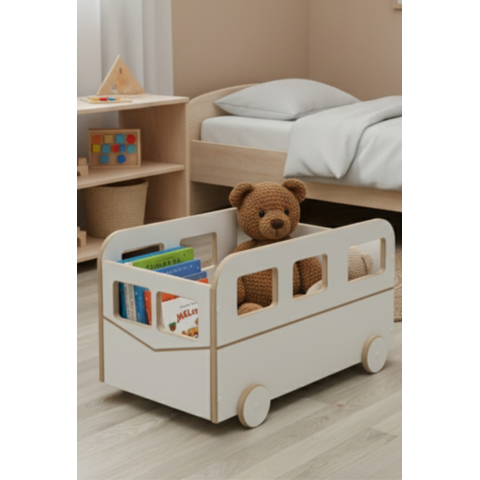 Baú Infantil Organizador em Mdf com Rodinhas | Porta Brinquedos e Livros | Design Combi
