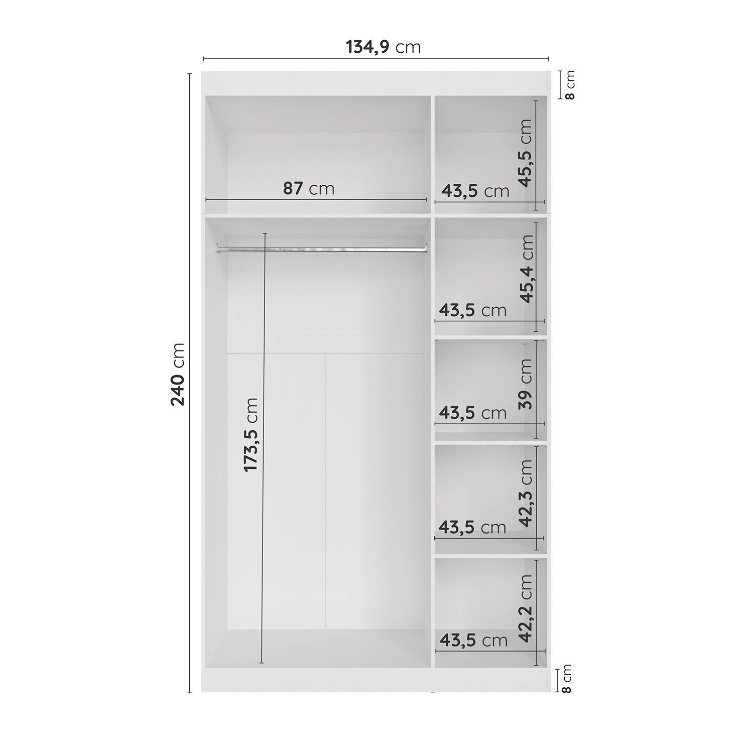 Guarda Roupa Modulado de Canto com Espelho 6 Portas 3 Peças Hera Cabecasa Madeiramadeira - 9