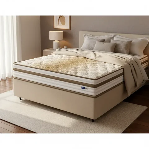 Cama Box com Colchão de Molas Ensacadas Double Face Pillow Euro Alfa Probel Casal 138cm