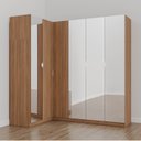 Ver imagem 1 de Guarda Roupa Modulado de Canto com Espelho 6 Portas 3 Peças Hera CabeCasa MadeiraOriginals Marrom/Louro/Cromado