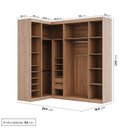 Ver imagem 3 de Guarda Roupa Modulado de Canto com Espelho 6 Portas 3 Peças Hera CabeCasa MadeiraOriginals Marrom/Louro/Algodão/Cromado