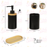 Kit Banheiro Lavabo 3 Peças Bambu Porta Sabonete Líquido Pia - 3