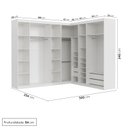 Ver imagem 3 de Guarda Roupa Planejado de Canto com Espelho 9 Portas 4 Peças Hera CabeCasa MadeiraOriginals Branco/Algodão/Cromado