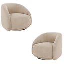 Ver imagem 1 de Kit 2 Poltronas Decorativas Jenny Base Giratória em Metal Preto Veludo Bege G45 - Gran Belo