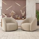 Ver imagem 2 de Kit 2 Poltronas Decorativas Jenny Base Giratória em Metal Preto Veludo Bege G45 - Gran Belo