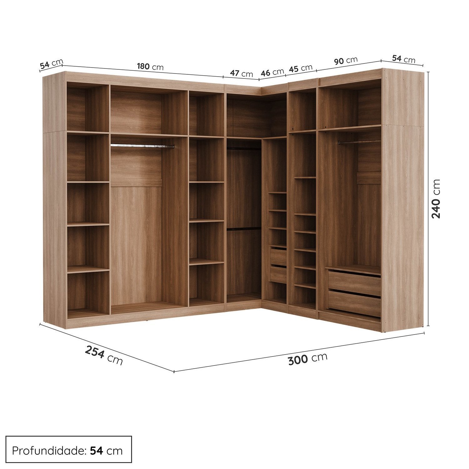 Guarda Roupa Modulado de Canto com Espelho 9 Portas 4 Peças Hera Cabecasa Madeiramadeira - 3